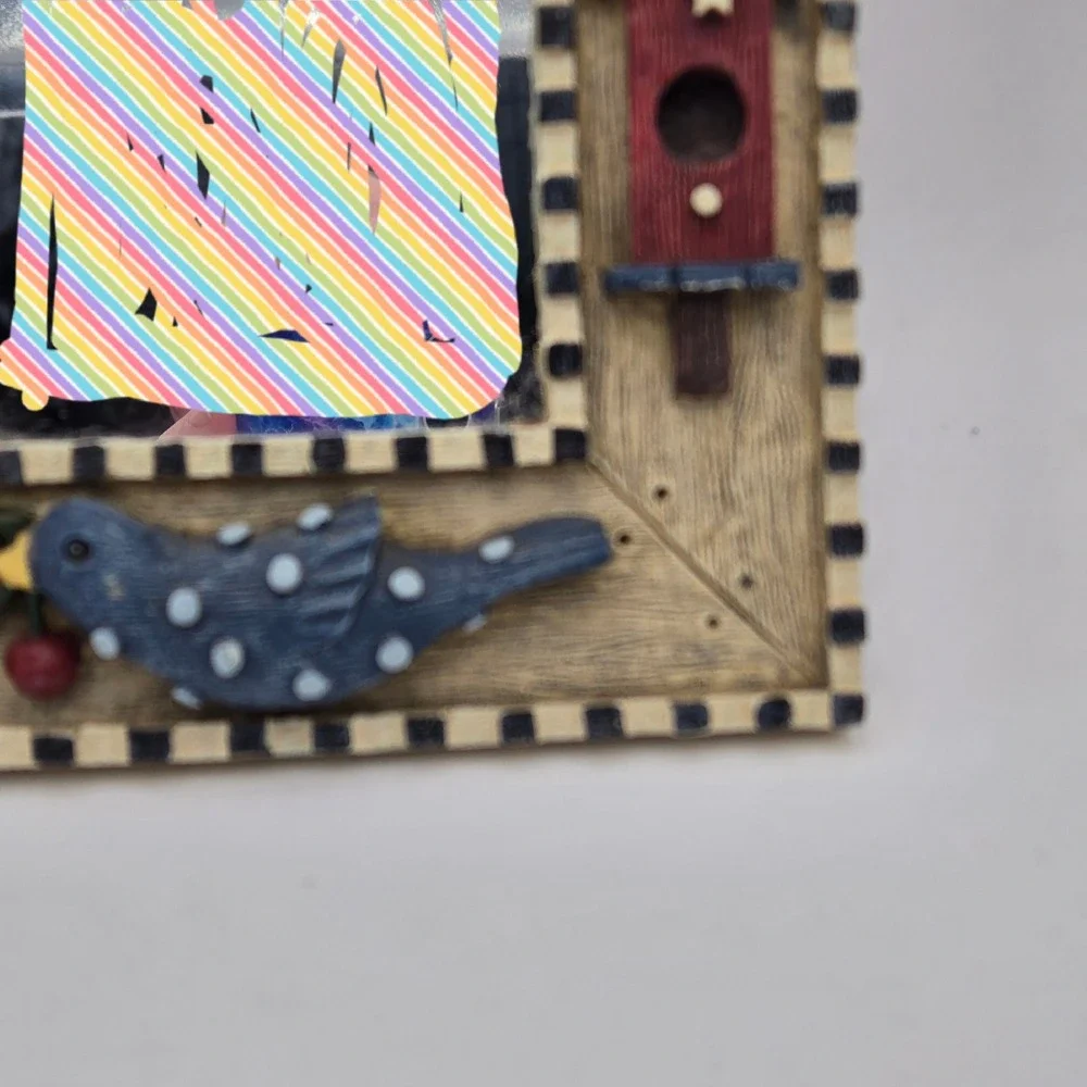 Folk Art Bird Birdhouse Sunflower‎ Resin Wall Mirror Country Farmhouse Decor